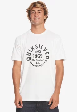Quiksilver Circled Script-Pour Homme - T-Shirt Print - Off White